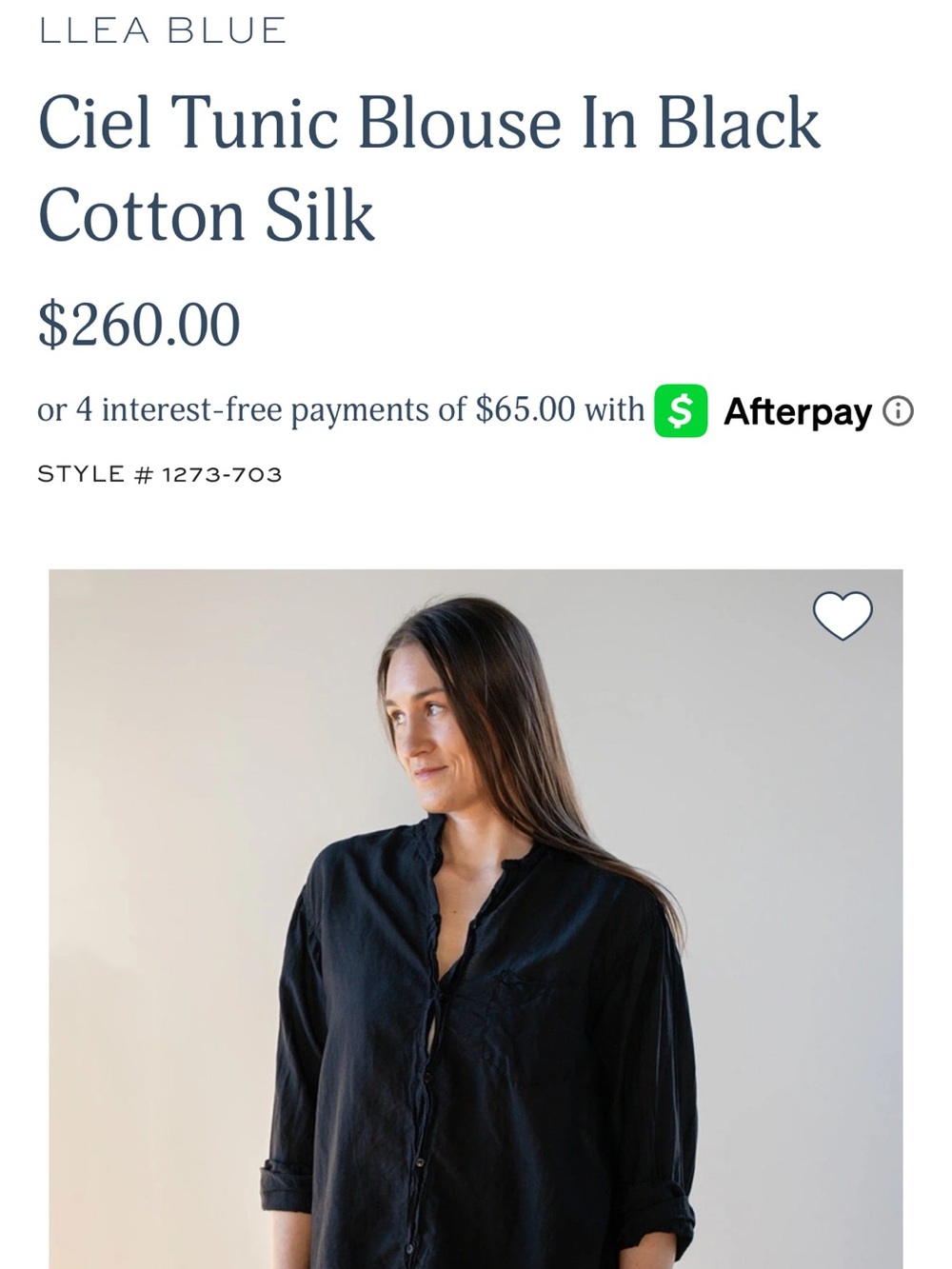Ciel Tunic Blouse in Black brand is Llea blue from Bliss